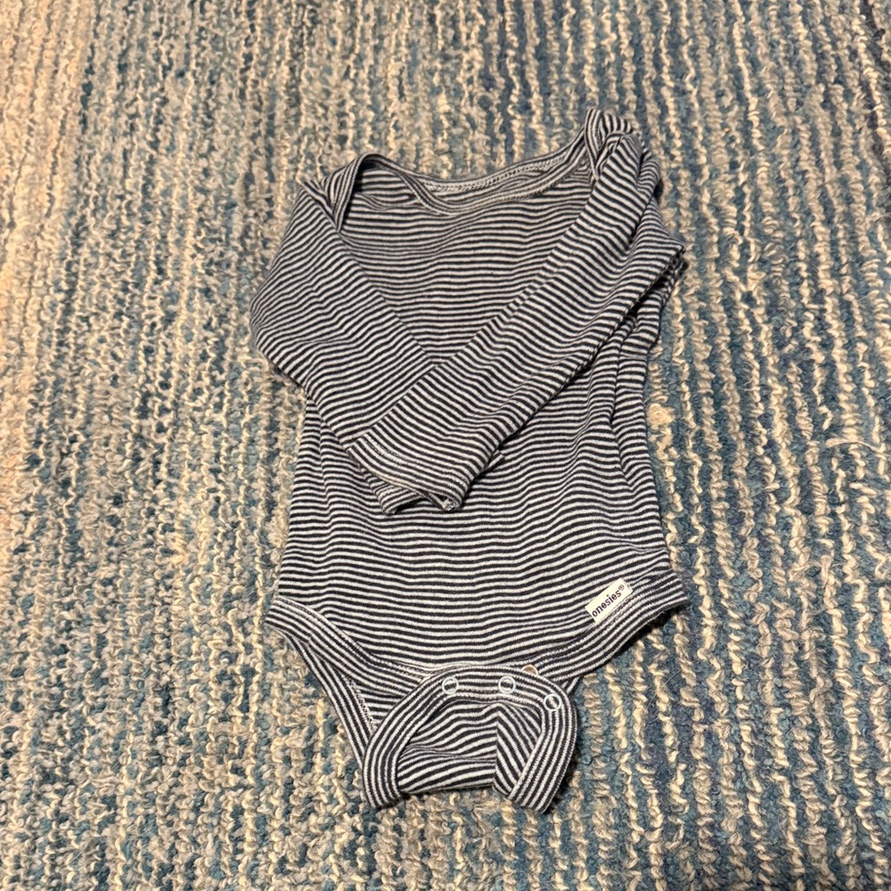 Blue and White Striped Baby Onesie